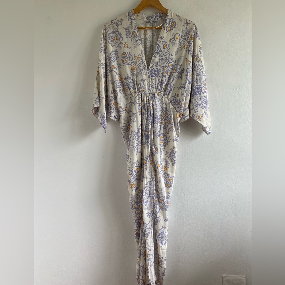 Lilac Floral Kimono Sleeve Maxi Dress Size S Feminine Flirty
Flowy